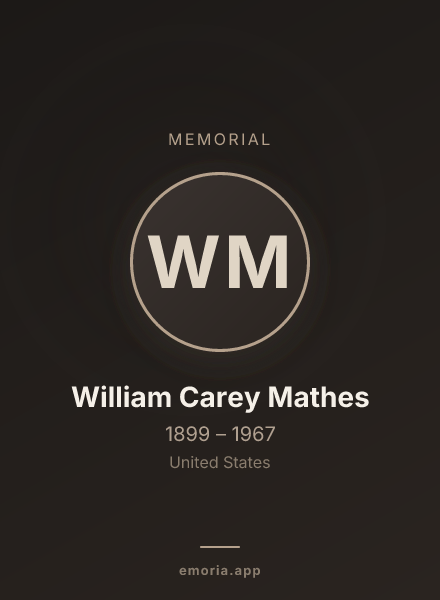 Memorial portrait of William Carey Mathes