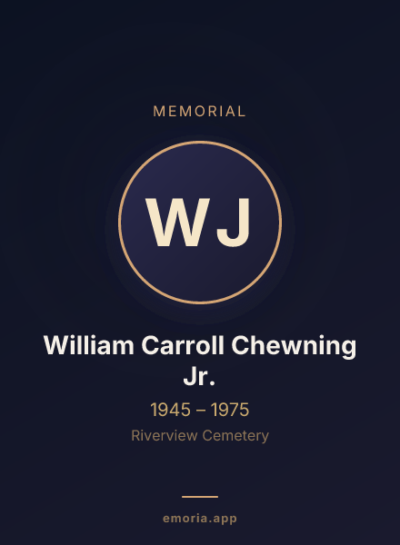Memorial portrait of William Carroll Chewning Jr.