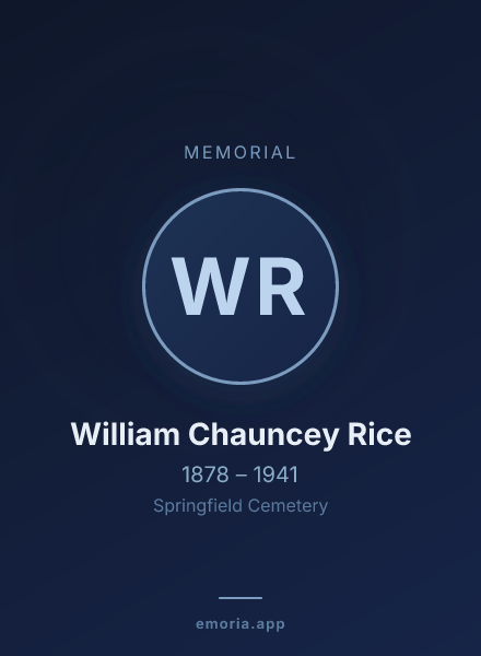 Memorial portrait of William Chauncey Rice