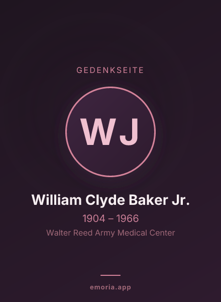 Gedenkportrait von William Clyde Baker Jr.