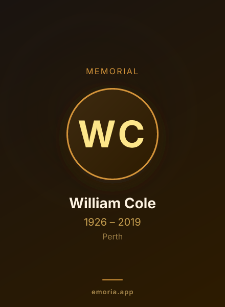 Memorial portrait of William Cole