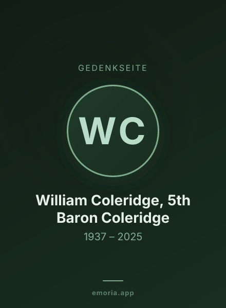 Gedenkportrait von William Coleridge, 5th Baron Coleridge