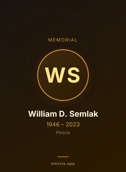 Memorial portrait of William D. Semlak