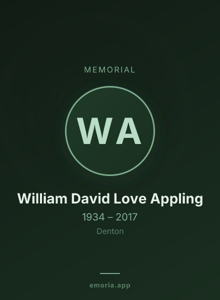 Memorial portrait of William David Love Appling