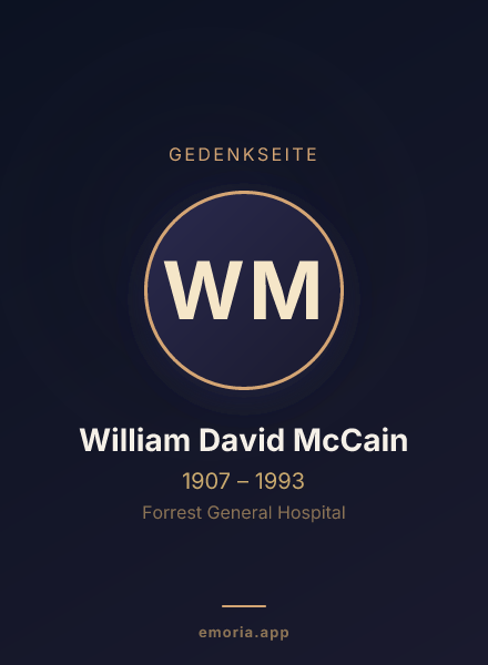 Gedenkportrait von William David McCain