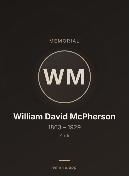 Memorial portrait of William David McPherson