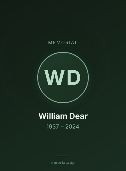 Memorial portrait of William Dear