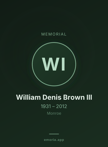 Memorial portrait of William Denis Brown III