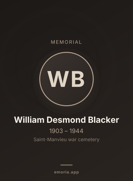 Memorial portrait of William Desmond Blacker