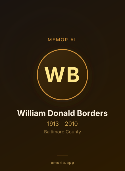 Memorial portrait of William Donald Borders