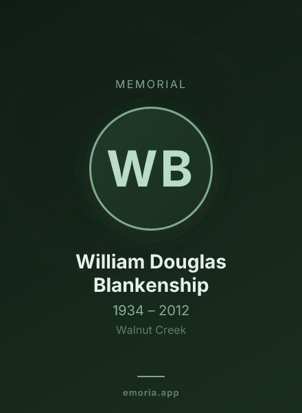 Memorial portrait of William Douglas Blankenship