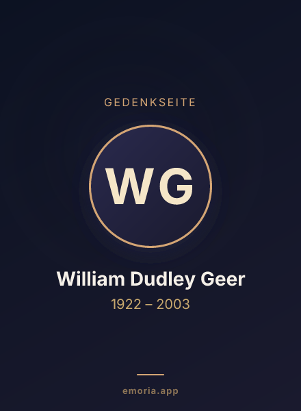 Gedenkportrait von William Dudley Geer