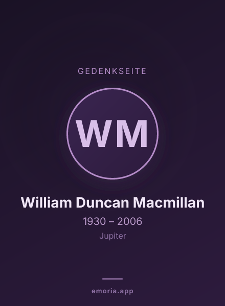 Gedenkportrait von William Duncan Macmillan