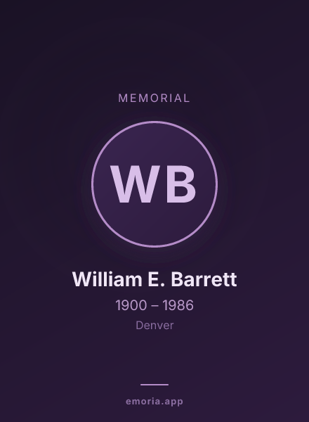Memorial portrait of William E. Barrett