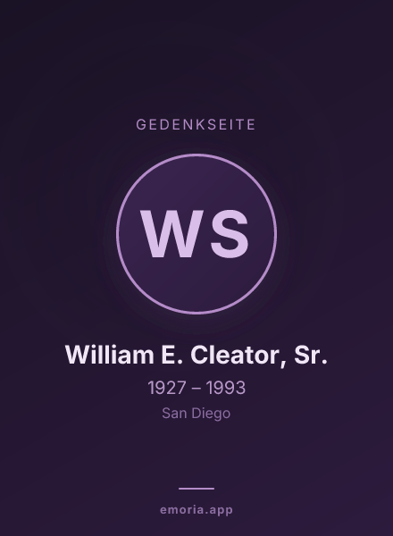 Gedenkportrait von William E. Cleator, Sr.