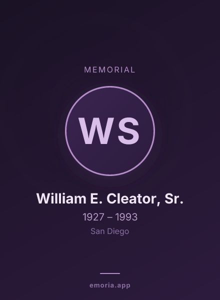 Memorial portrait of William E. Cleator, Sr.