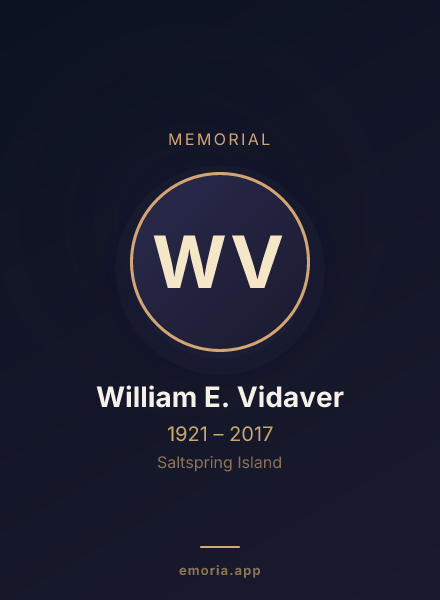 Memorial portrait of William E. Vidaver