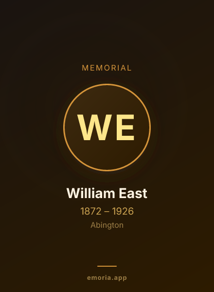 Memorial portrait of William East