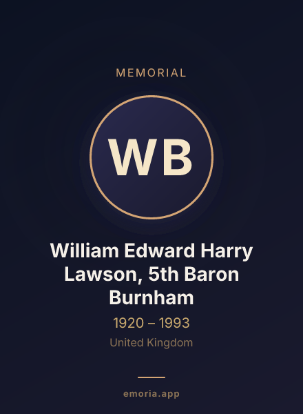 Memorial portrait of William Edward Harry Lawson, 5th Baron Burnham