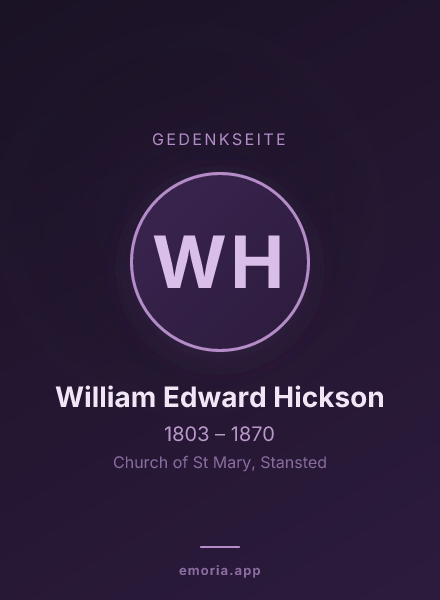 Gedenkportrait von William Edward Hickson