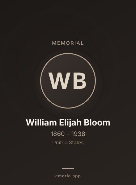 Memorial portrait of William Elijah Bloom