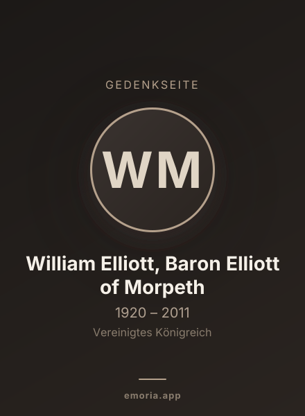 Gedenkportrait von William Elliott, Baron Elliott of Morpeth