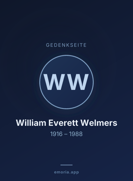 Gedenkportrait von William Everett Welmers