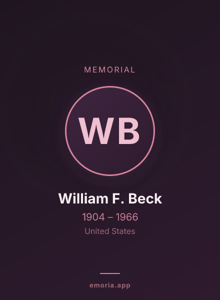 Memorial portrait of William F. Beck