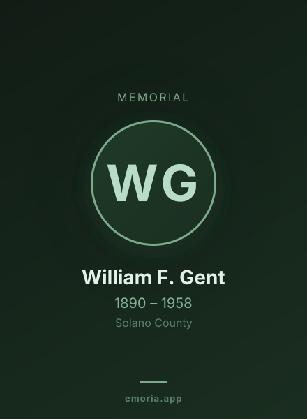 Memorial portrait of William F. Gent