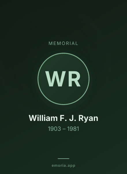 Memorial portrait of William F. J. Ryan