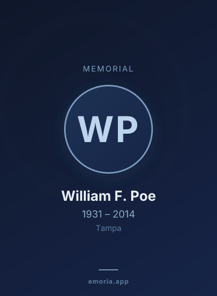 Memorial portrait of William F. Poe