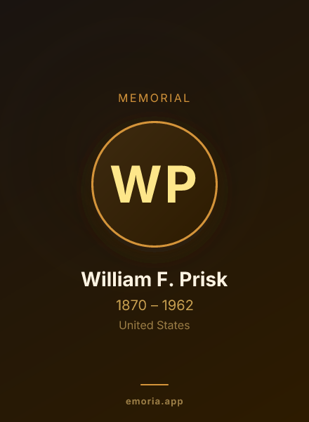 Memorial portrait of William F. Prisk
