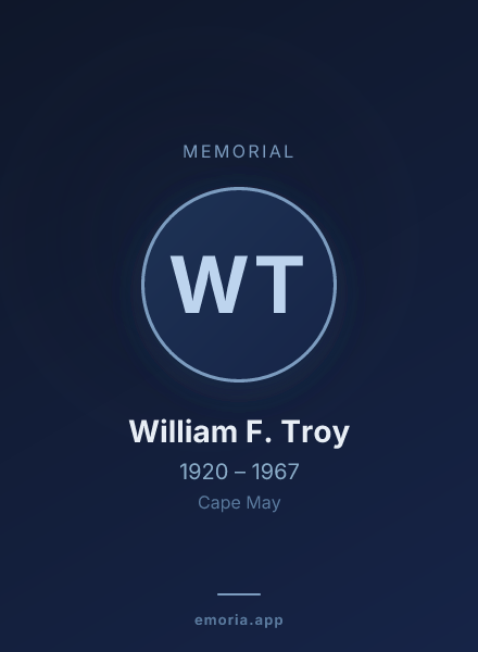 Memorial portrait of William F. Troy