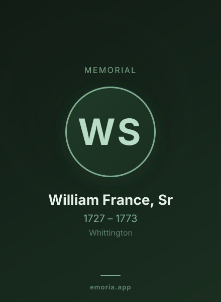 Memorial portrait of William France, Sr