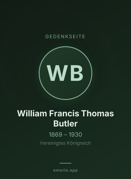 Gedenkportrait von William Francis Thomas Butler