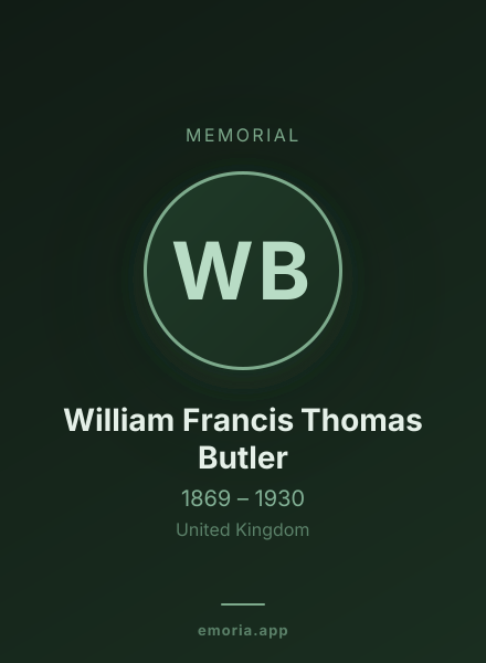Memorial portrait of William Francis Thomas Butler