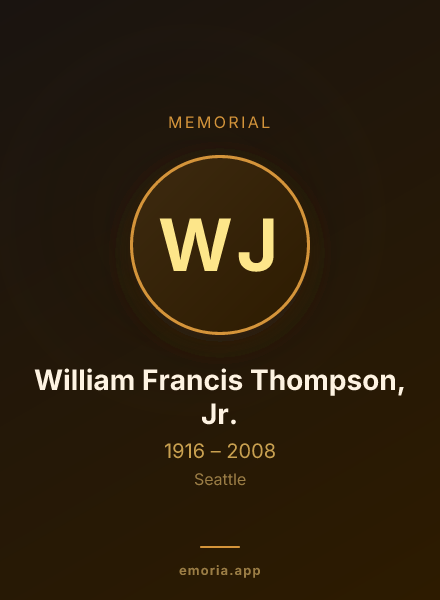 Memorial portrait of William Francis Thompson, Jr.