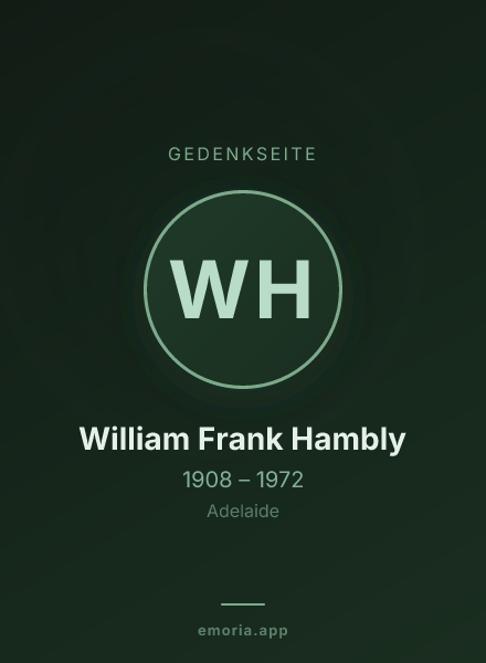 Gedenkportrait von William Frank Hambly