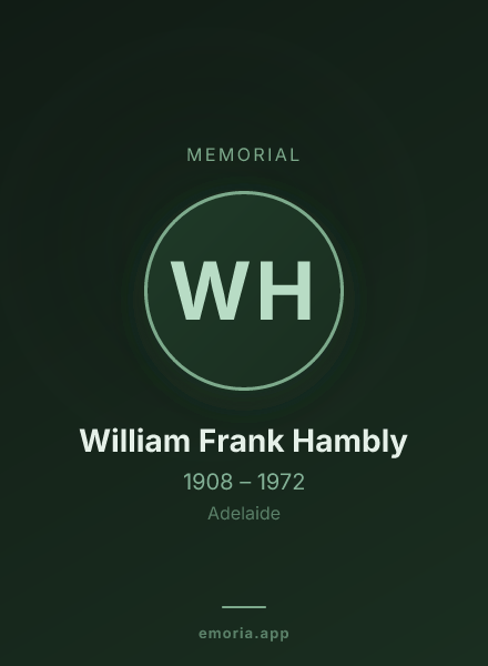 Memorial portrait of William Frank Hambly