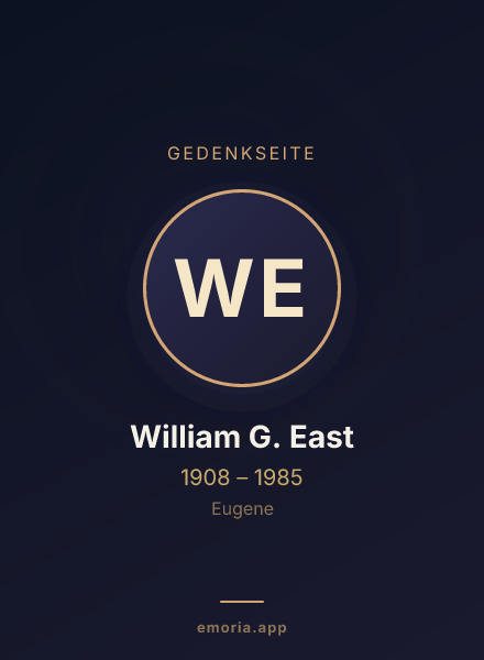 Gedenkportrait von William G. East