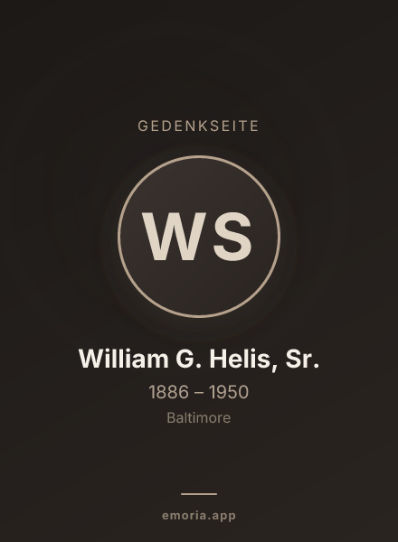 Gedenkportrait von William G. Helis, Sr.