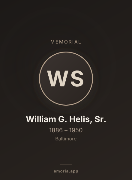 Memorial portrait of William G. Helis, Sr.