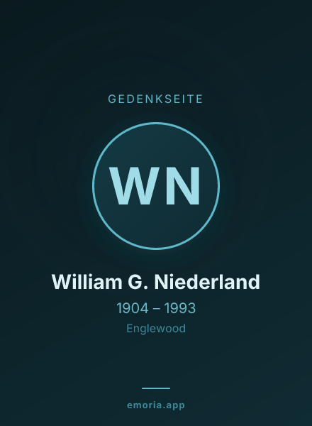Gedenkportrait von William G. Niederland