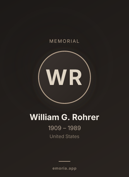 Memorial portrait of William G. Rohrer