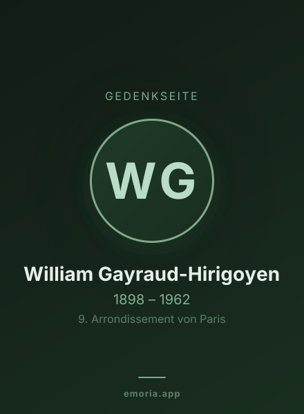 Gedenkportrait von William Gayraud-Hirigoyen