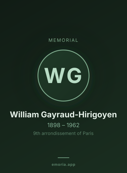 Memorial portrait of William Gayraud-Hirigoyen