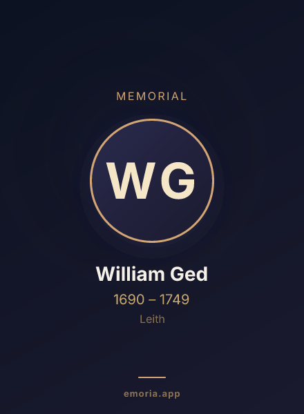 Memorial portrait of William Ged