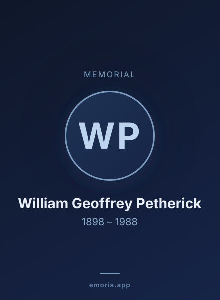 Memorial portrait of William Geoffrey Petherick