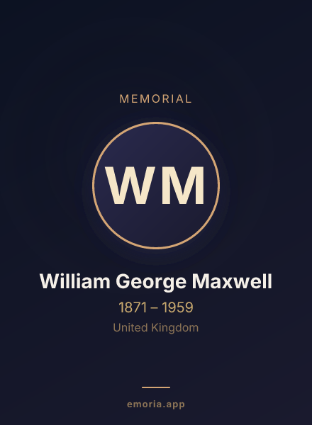 Memorial portrait of William George Maxwell