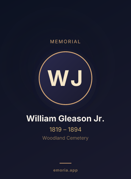 Memorial portrait of William Gleason Jr.